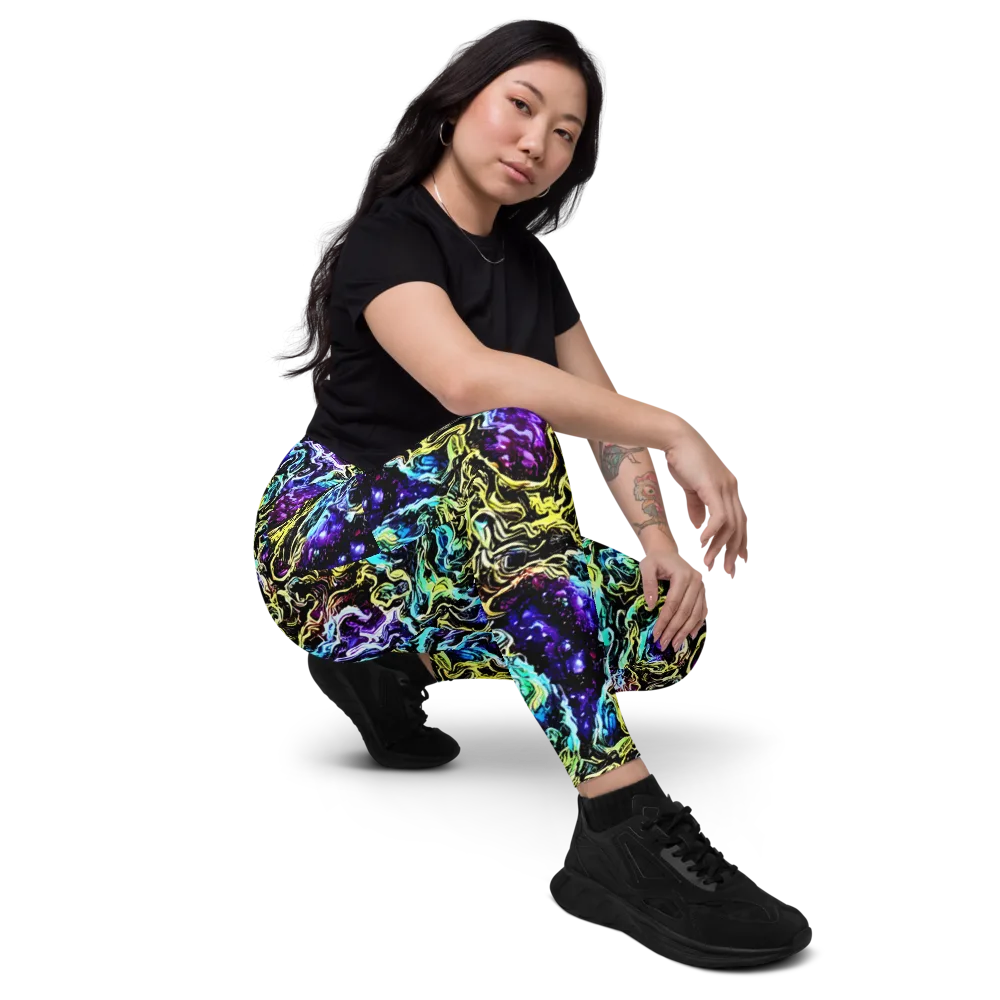 Nightwave Marble on Leggings with Pockets — Right Front