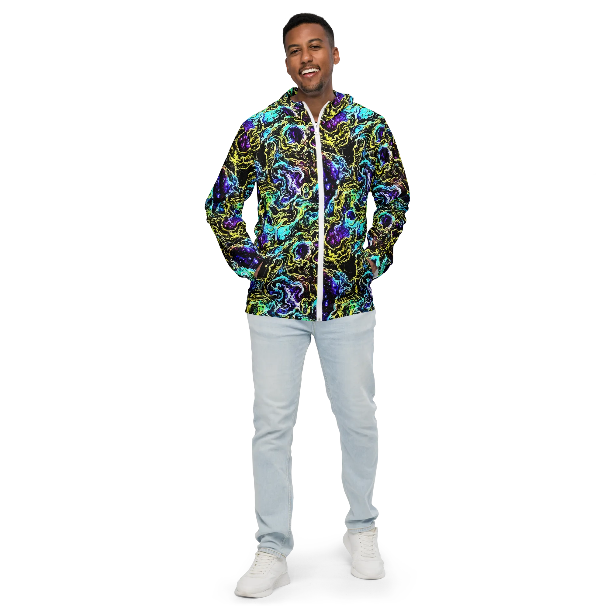 Nightwave Marble on Men's Windbreaker — Front