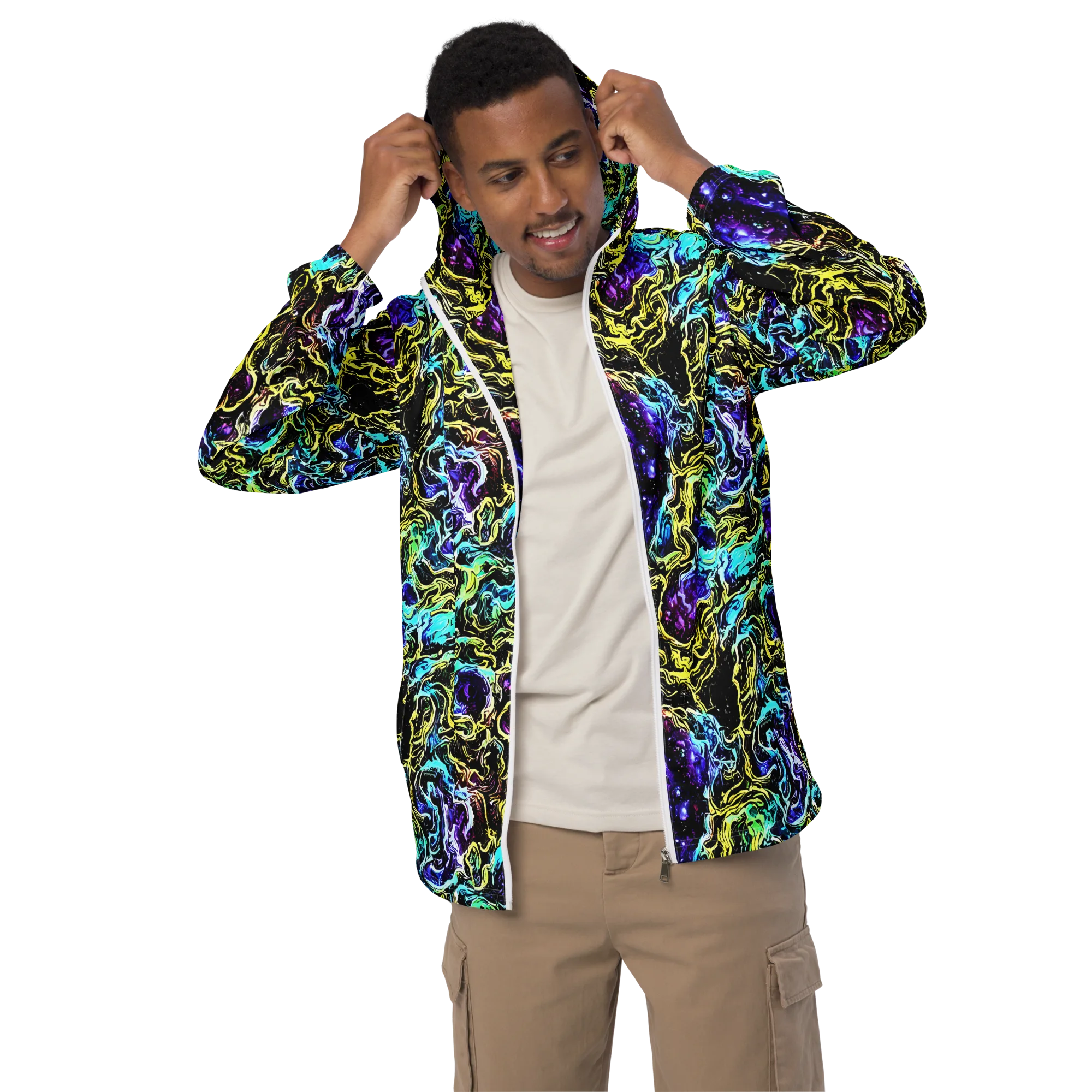 Nightwave Marble on Men's Windbreaker — Front