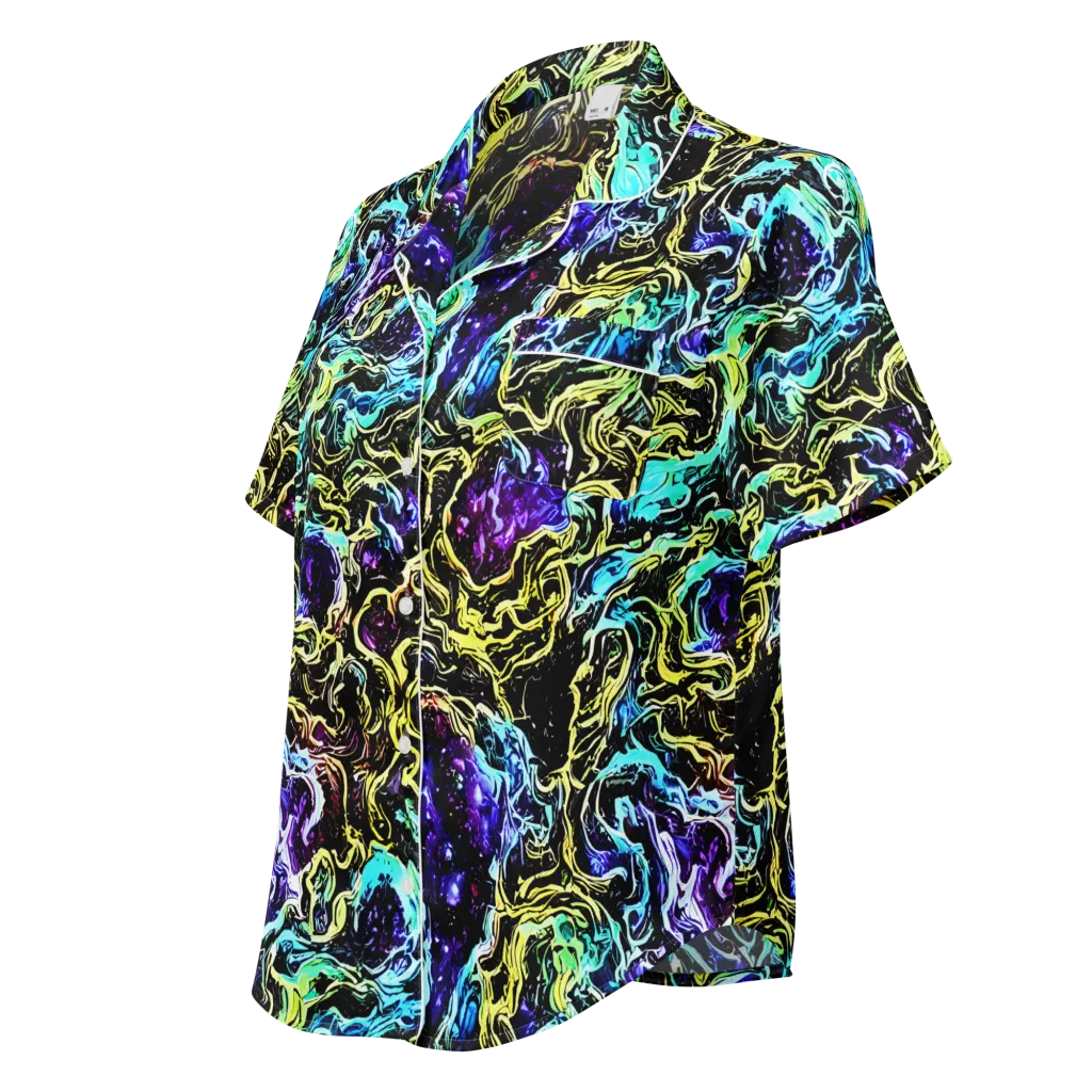 Nightwave Marble on Women's Short Sleeve Pajama Top — Left Front