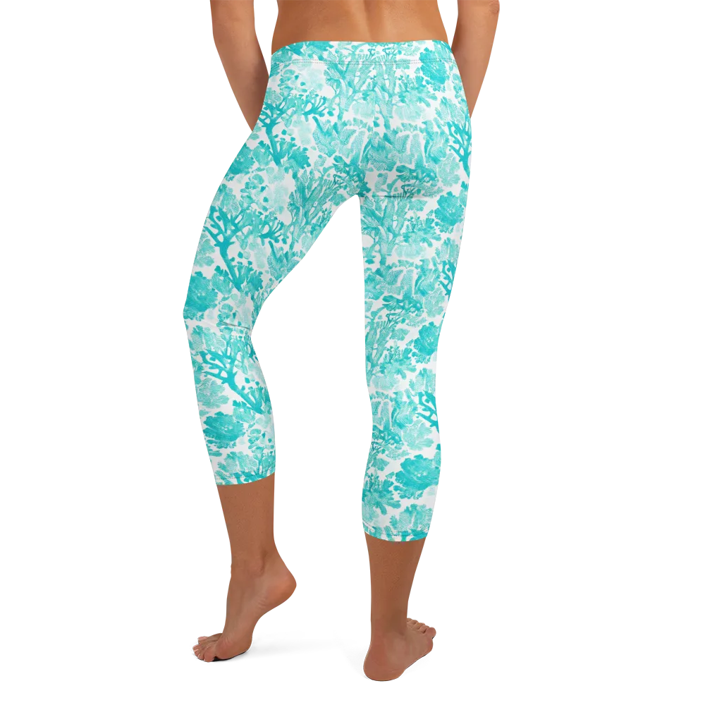 Turquoise Tangle on Capri Leggings — Back