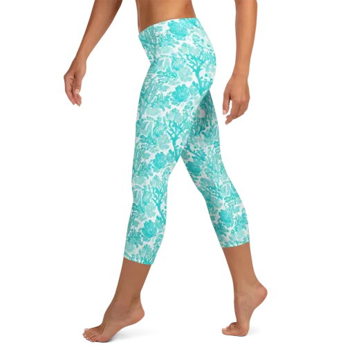Turquoise Tangle on a Capri Leggings