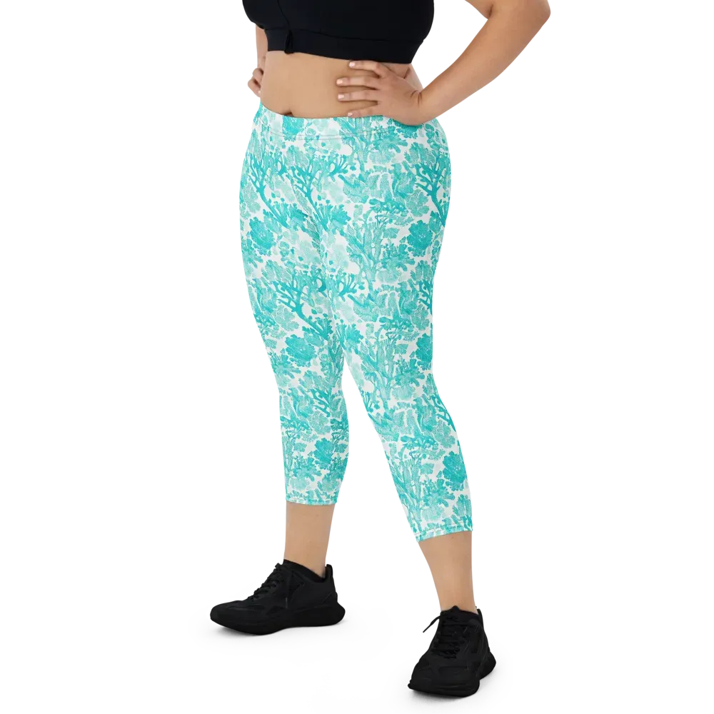 Turquoise Tangle on Capri Leggings — Front