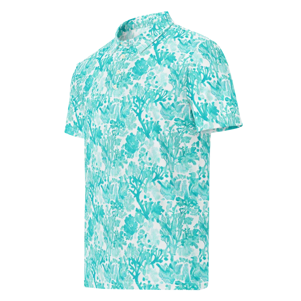 Turquoise Tangle on Men's Slim Fit Polo Shirt — Left Front