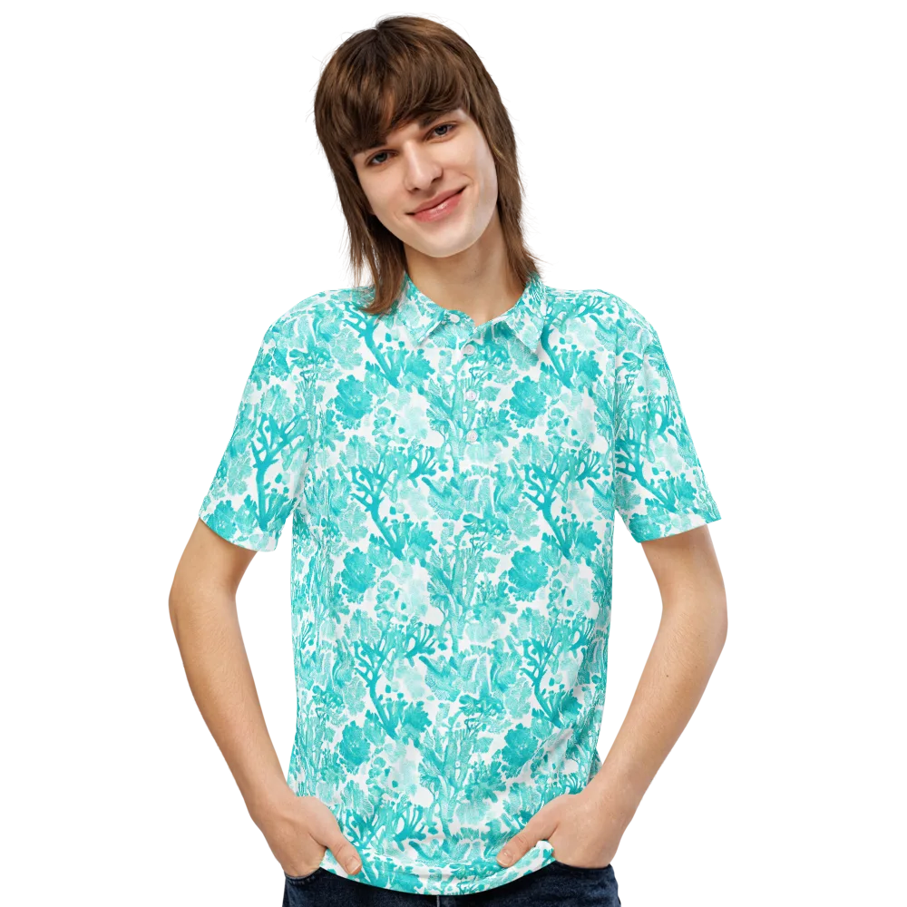 Turquoise Tangle on Men's Slim Fit Polo Shirt — Front