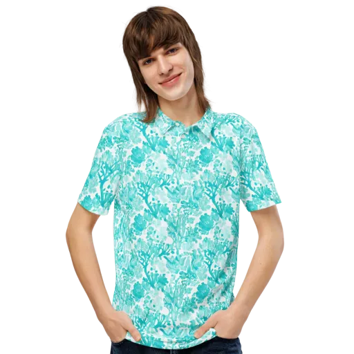 Turquoise Tangle on a Men's Slim Fit Polo Shirt