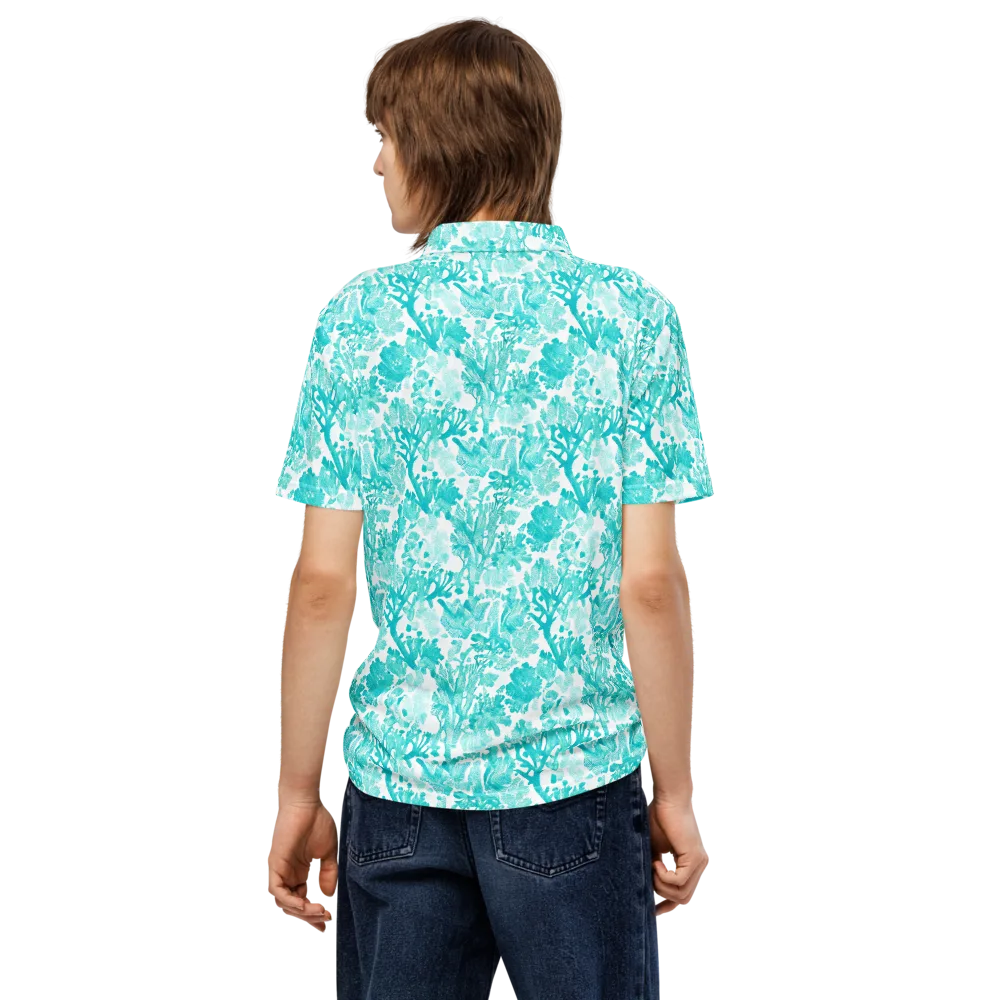 Turquoise Tangle on Men's Slim Fit Polo Shirt — Back