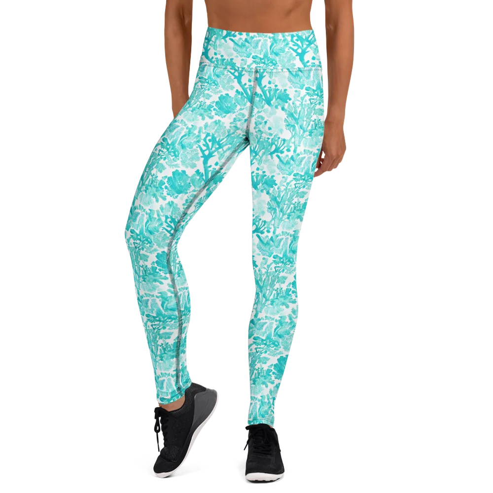 Turquoise Tangle on Yoga Leggings — Front