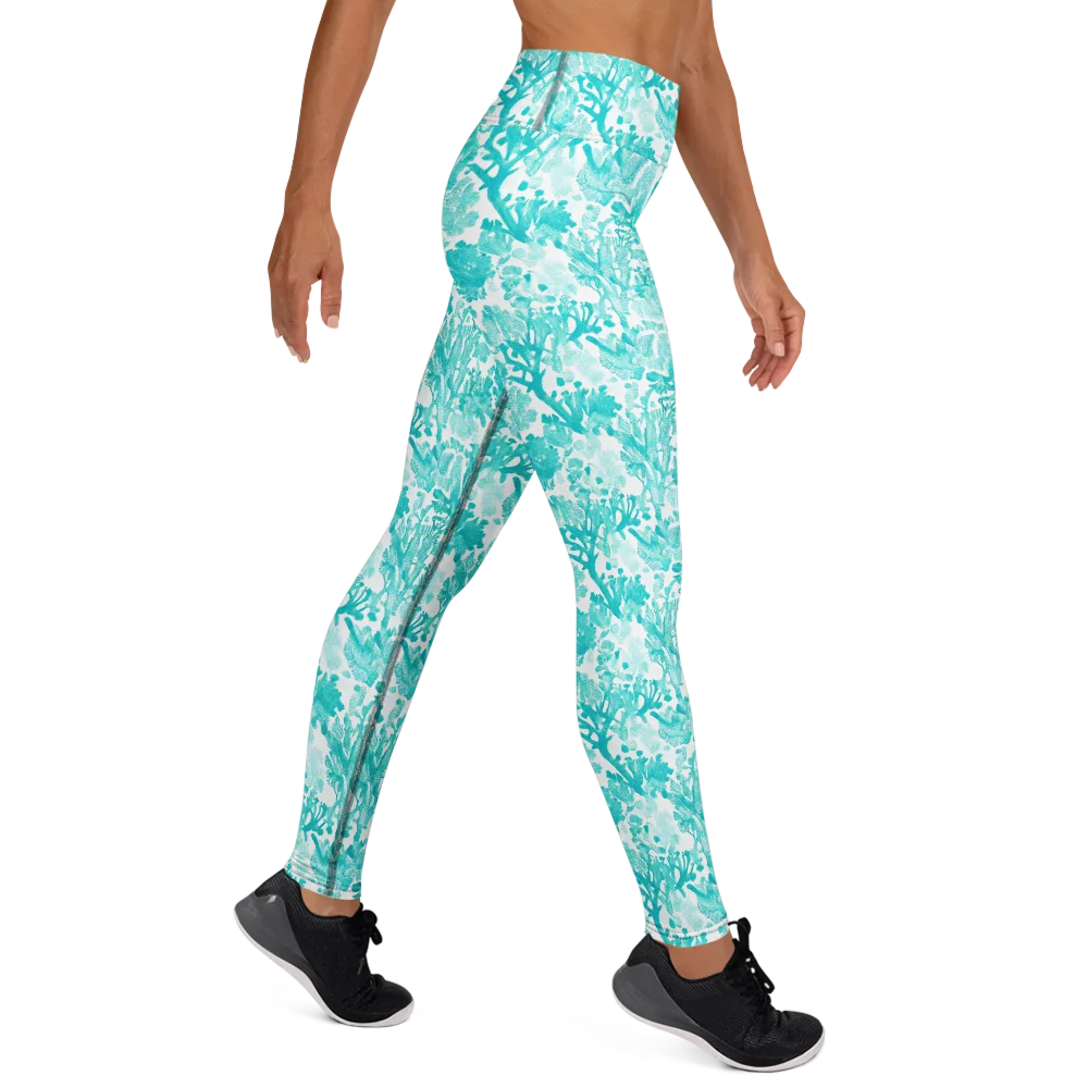 Turquoise Tangle on Yoga Leggings — Right