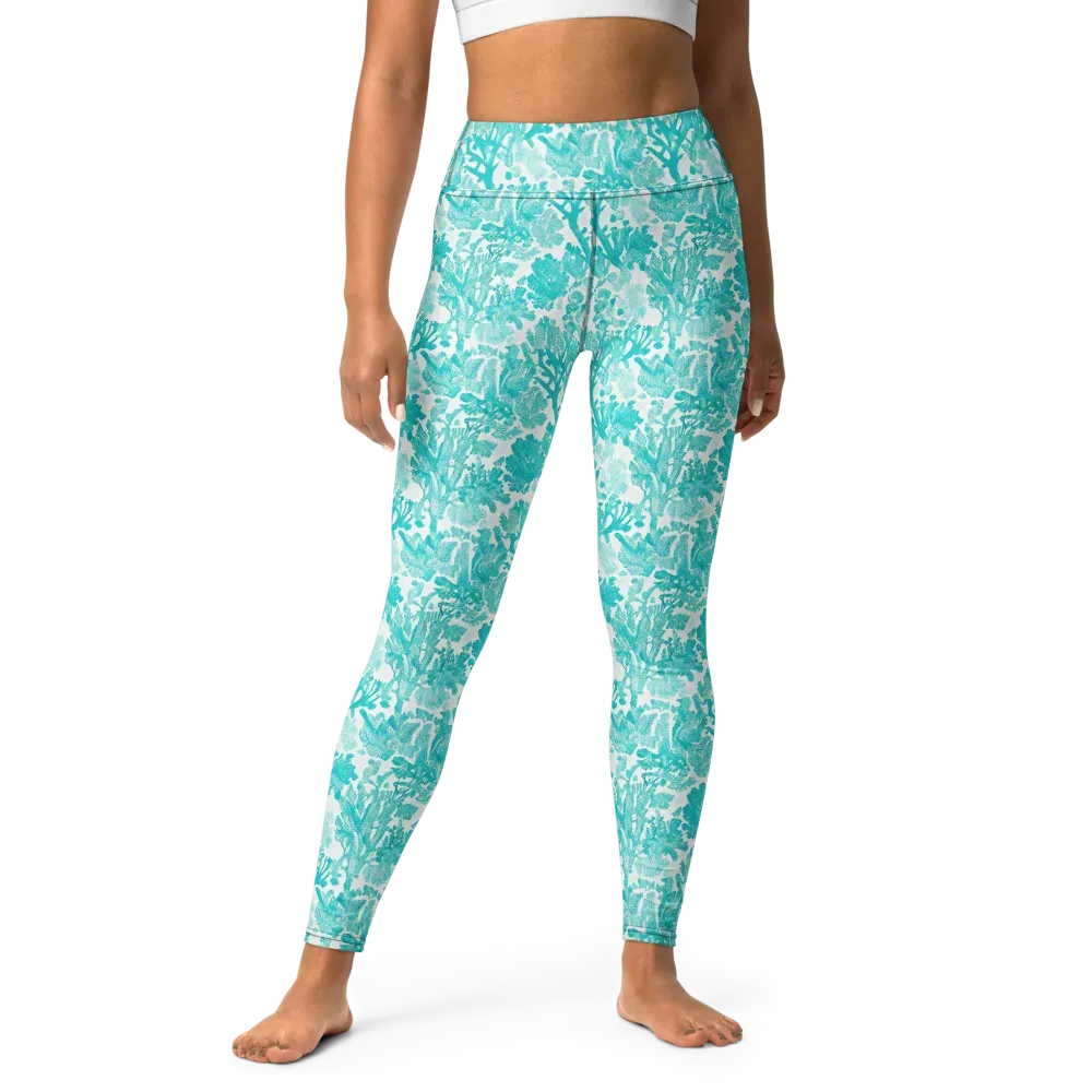 Turquoise Tangle on Yoga Leggings — Front