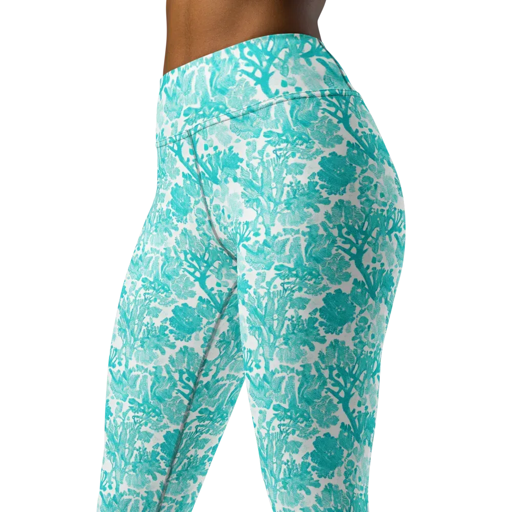 Turquoise Tangle on Yoga Leggings — Left Front