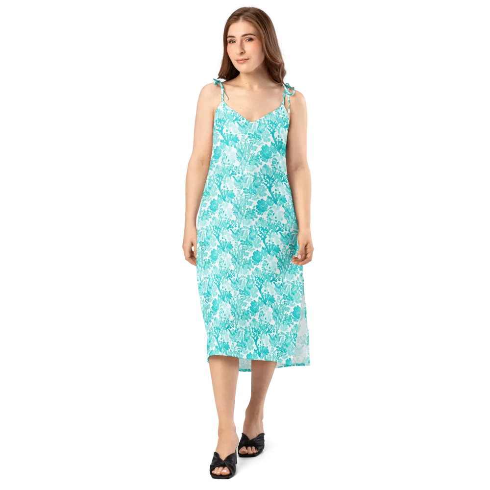 Turquoise Tangle on Slip Dress — Front