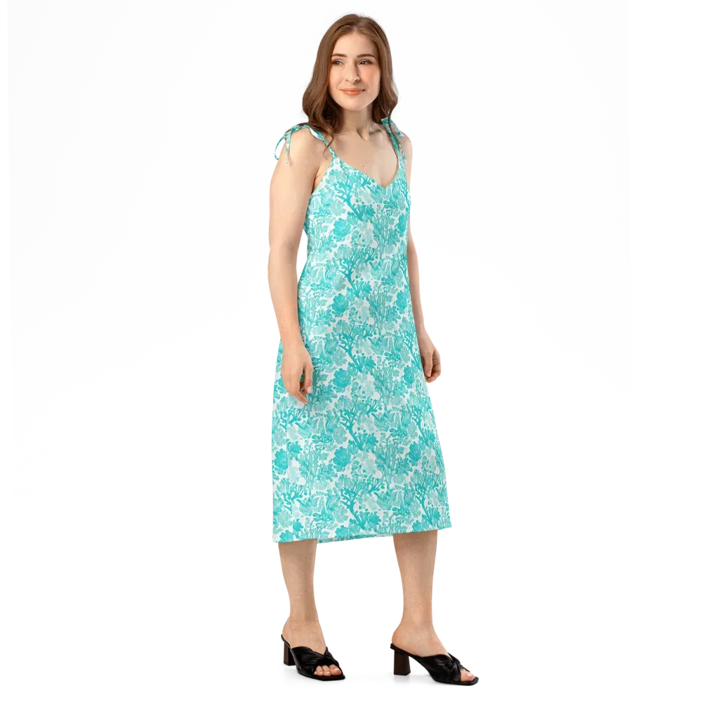 Turquoise Tangle on Slip Dress — Right Front