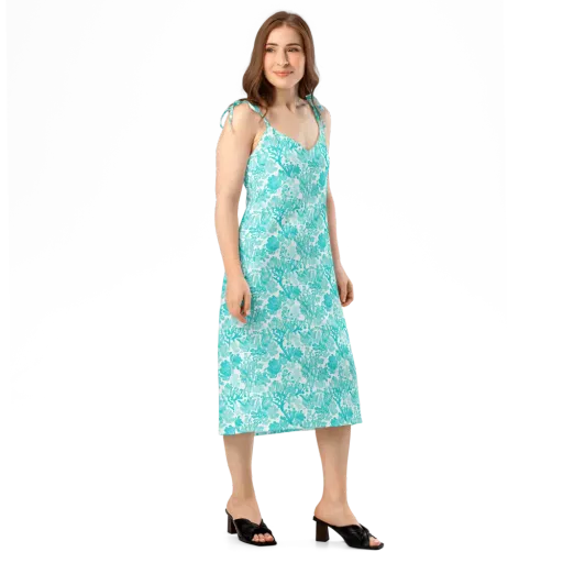 Turquoise Tangle on a Slip Dress