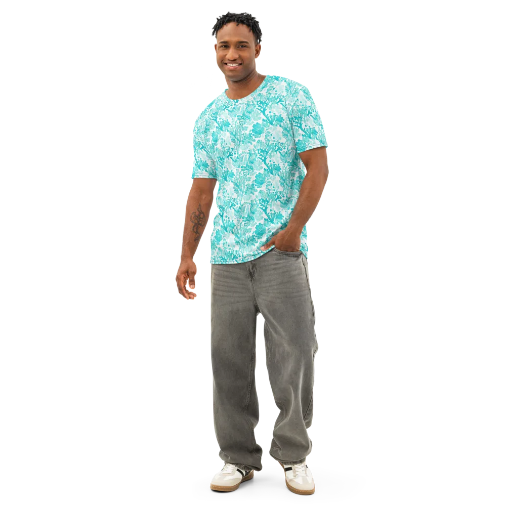 Turquoise Tangle on Men's Cotton Crew Neck T-Shirt — Front