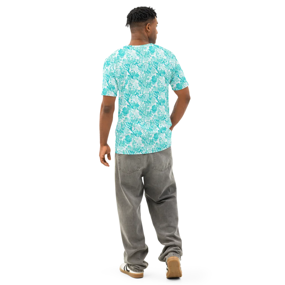 Turquoise Tangle on Men's Cotton Crew Neck T-Shirt — Back
