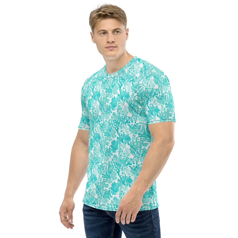 Turquoise Tangle on Men's Crew Neck T-Shirt — Left