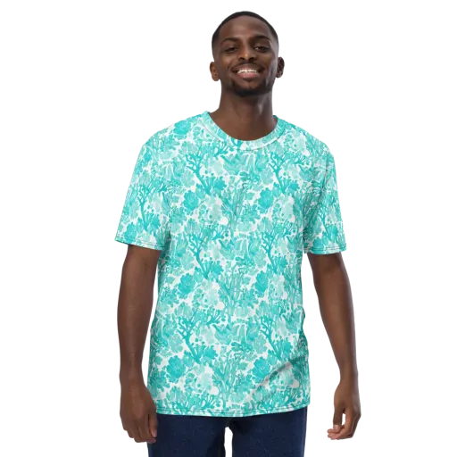 Turquoise Tangle on a Men's Crew Neck T-Shirt