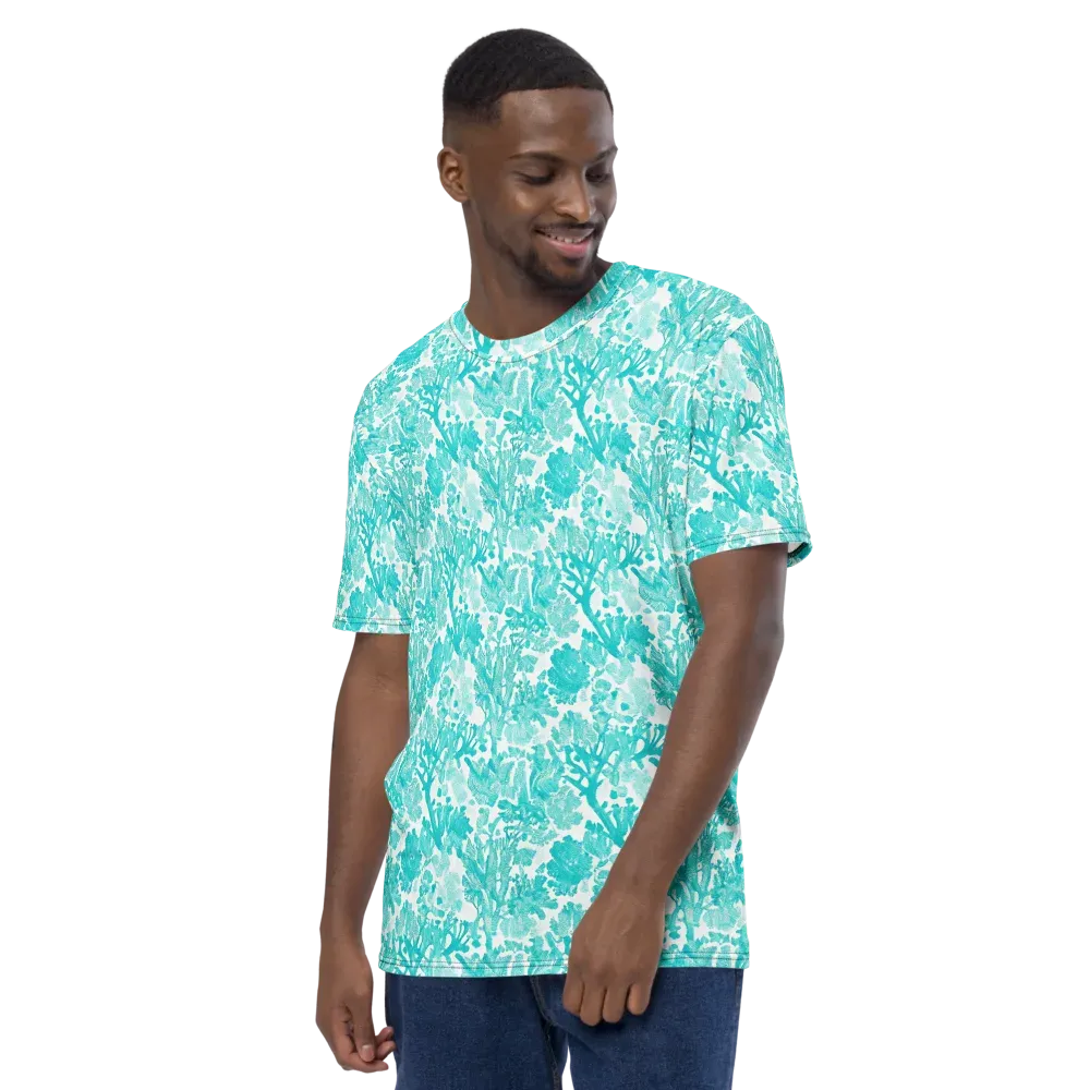 Turquoise Tangle on Men's Crew Neck T-Shirt — Left