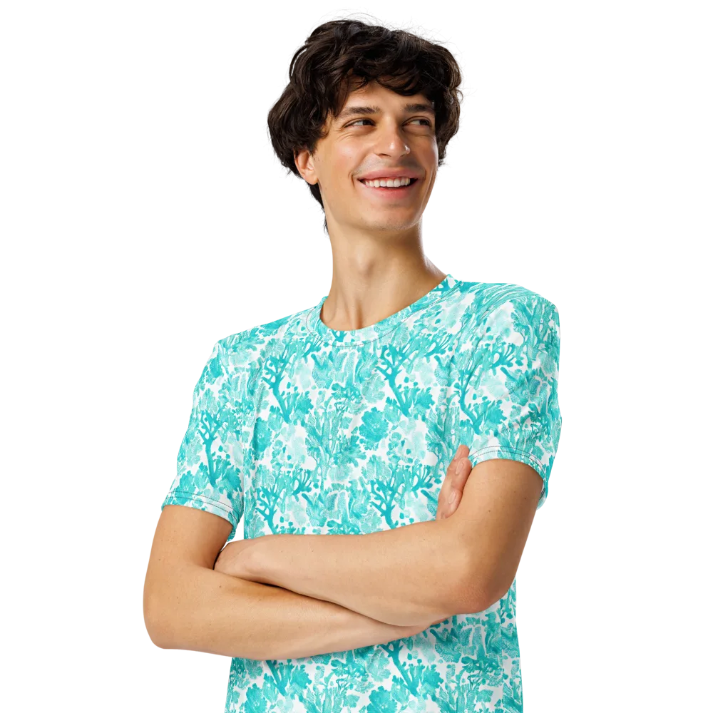 Turquoise Tangle on Men's Crew Neck T-Shirt — Left Front
