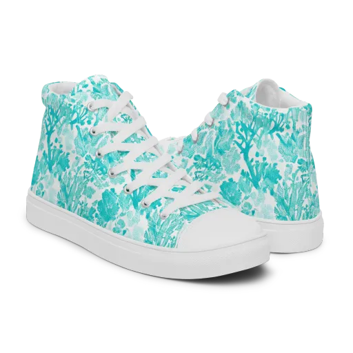 Turquoise Tangle on a Men's High Top Canvas Shoes