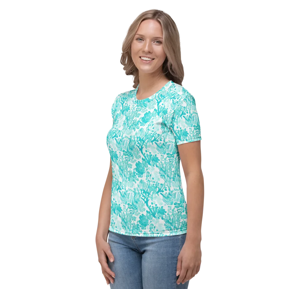 Turquoise Tangle on Women's Crew Neck T-Shirt — Left
