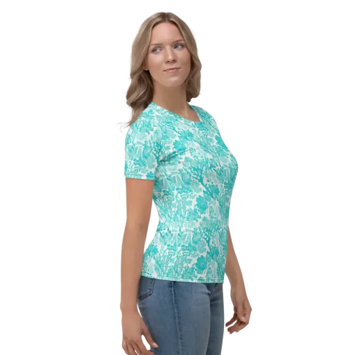 Turquoise Tangle on a Women's Crew Neck T-Shirt
