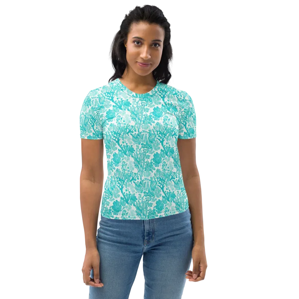 Turquoise Tangle on Women's Crew Neck T-Shirt — Front