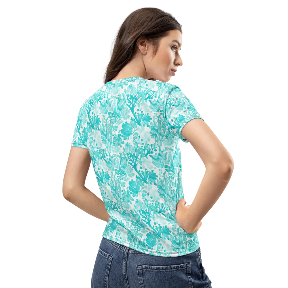 Turquoise Tangle on Women's Crew Neck T-Shirt — Back