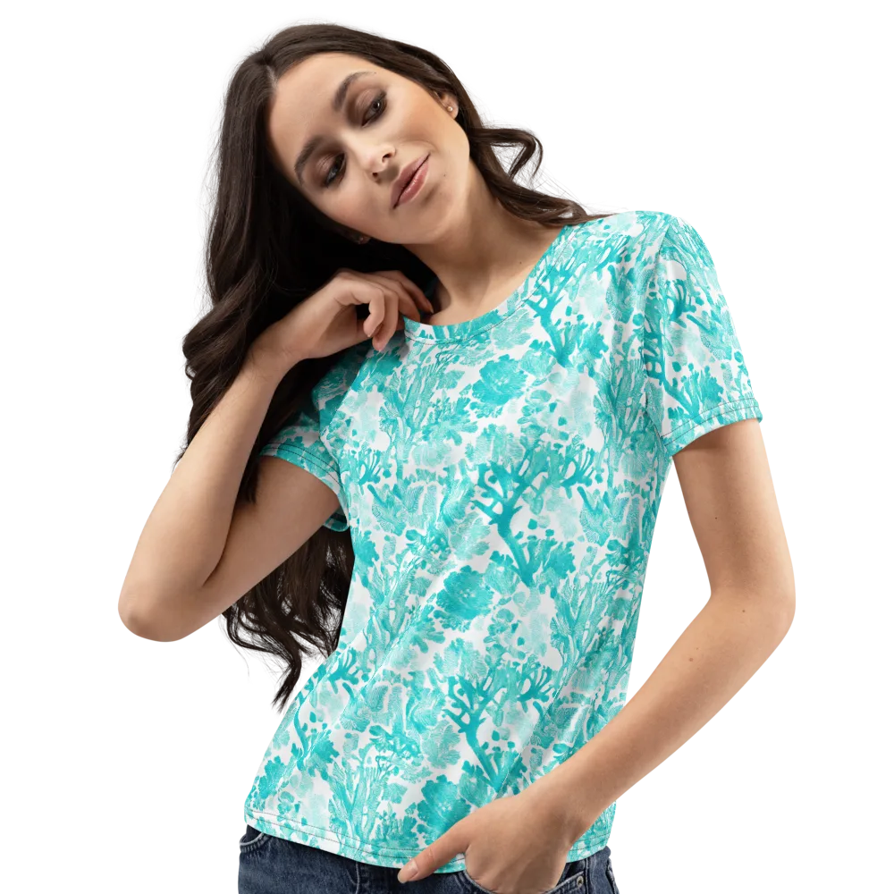 Turquoise Tangle on Women's Crew Neck T-Shirt — Left Front