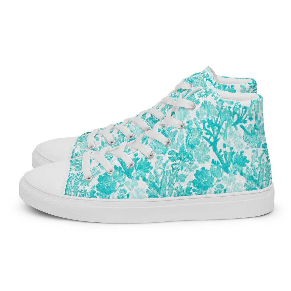 Turquoise Tangle on Women's High Top Canvas Shoes — Left