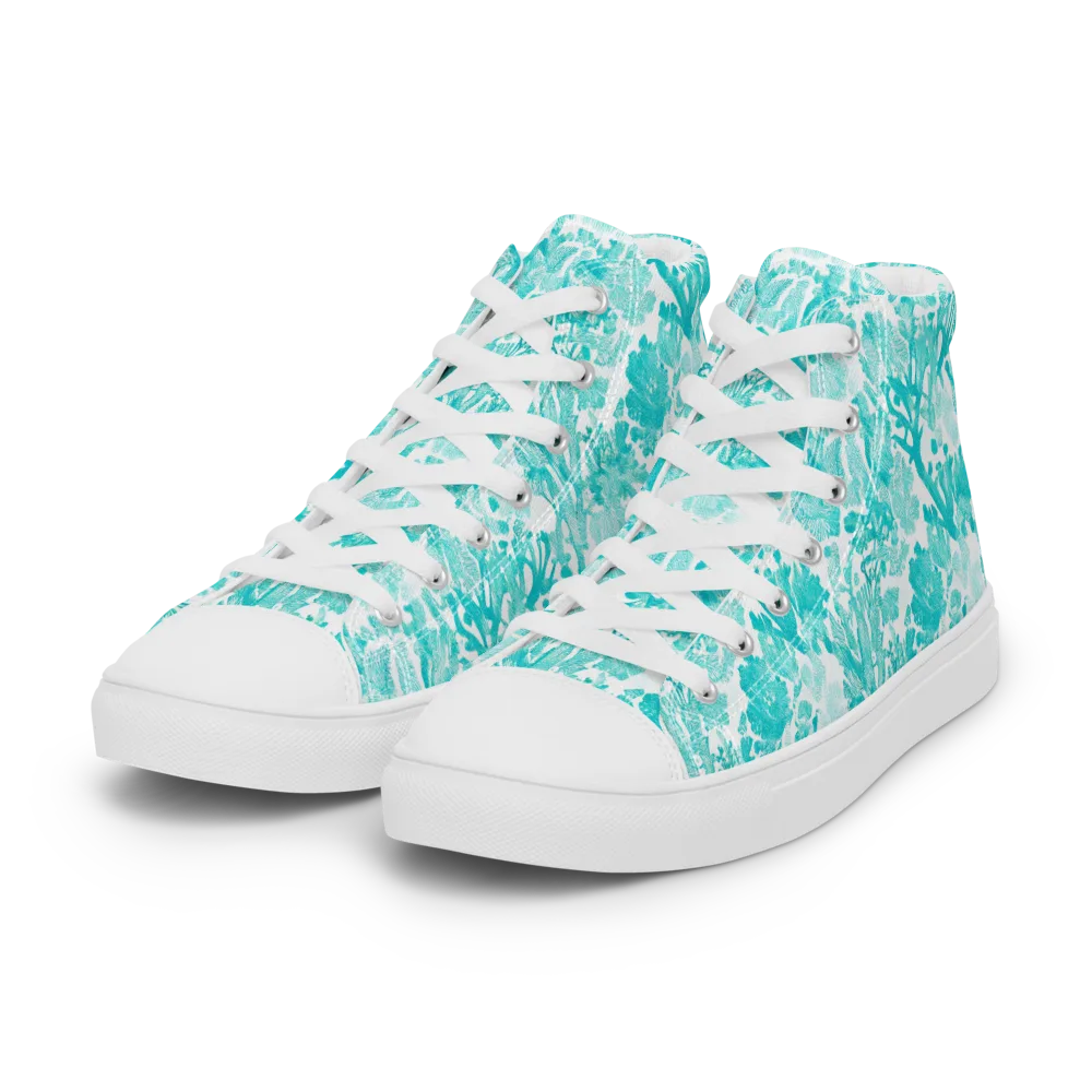 Turquoise Tangle on Women's High Top Canvas Shoes — Left Front
