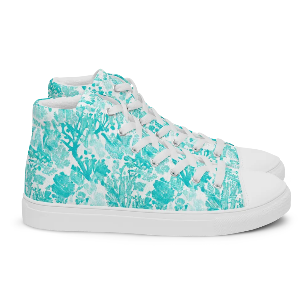 Turquoise Tangle on Women's High Top Canvas Shoes — Right
