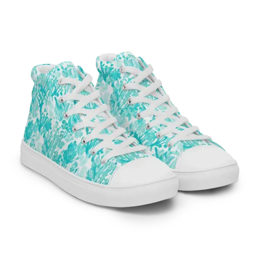 Turquoise Tangle on a Women's High Top Canvas Shoes