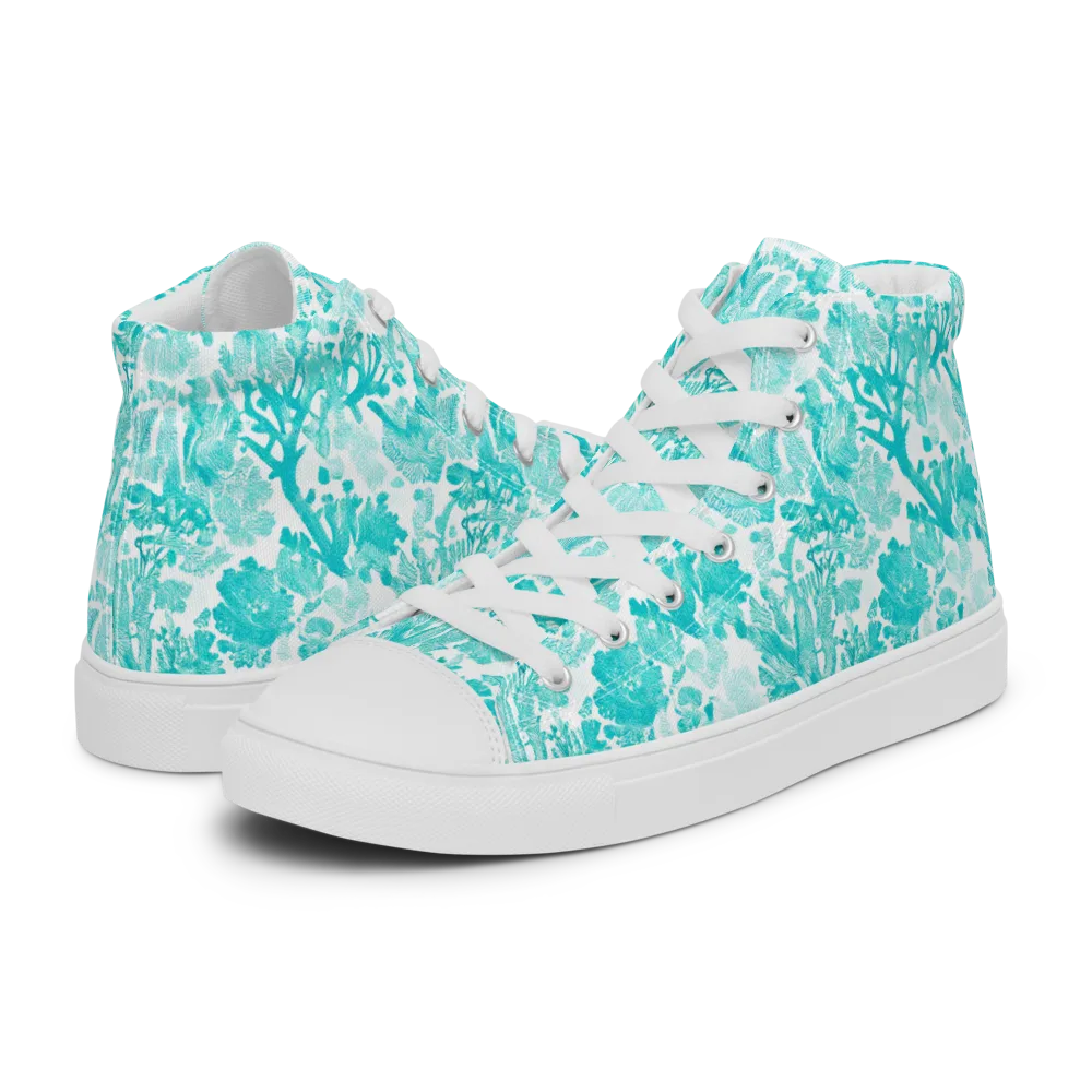 Turquoise Tangle on Women's High Top Canvas Shoes — Left