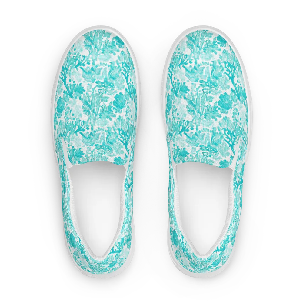 Turquoise Tangle on Men's Slip-On Canvas Shoes — Front