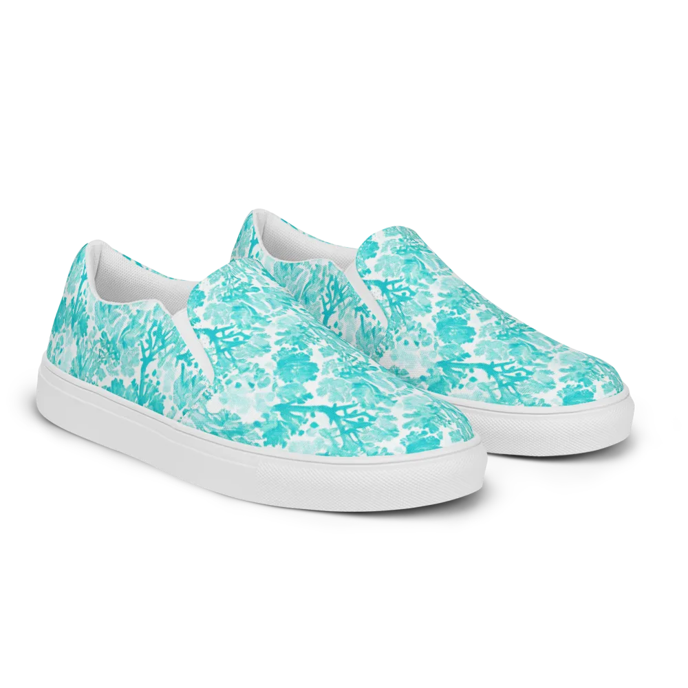 Turquoise Tangle on Men's Slip-On Canvas Shoes — Right Front
