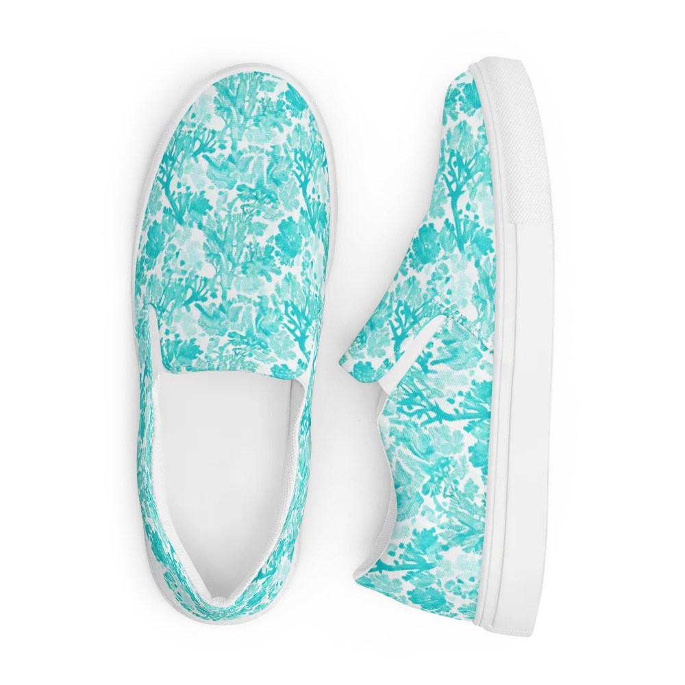 Turquoise Tangle on Men's Slip-On Canvas Shoes — Front