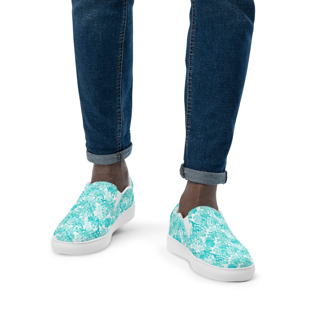 Turquoise Tangle on Men's Slip-On Canvas Shoes — Front