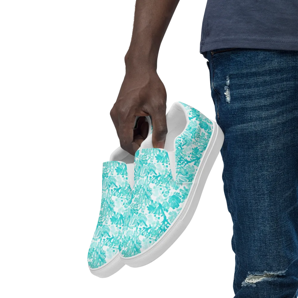 Turquoise Tangle on Men's Slip-On Canvas Shoes — Left Front