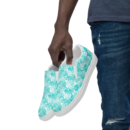Turquoise Tangle on a Men's Slip-On Canvas Shoes