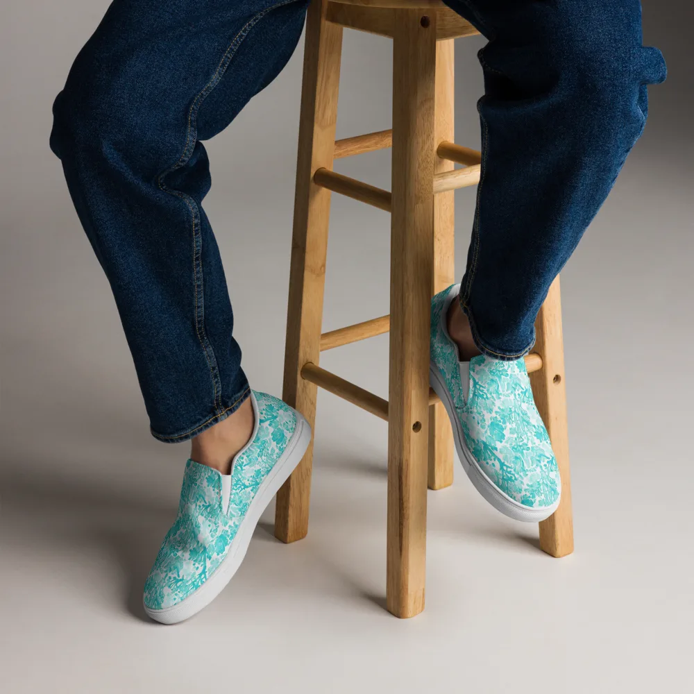 Turquoise Tangle on Men's Slip-On Canvas Shoes — Front