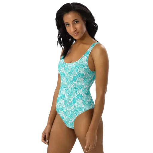 Turquoise Tangle on a One-Piece Swimsuit