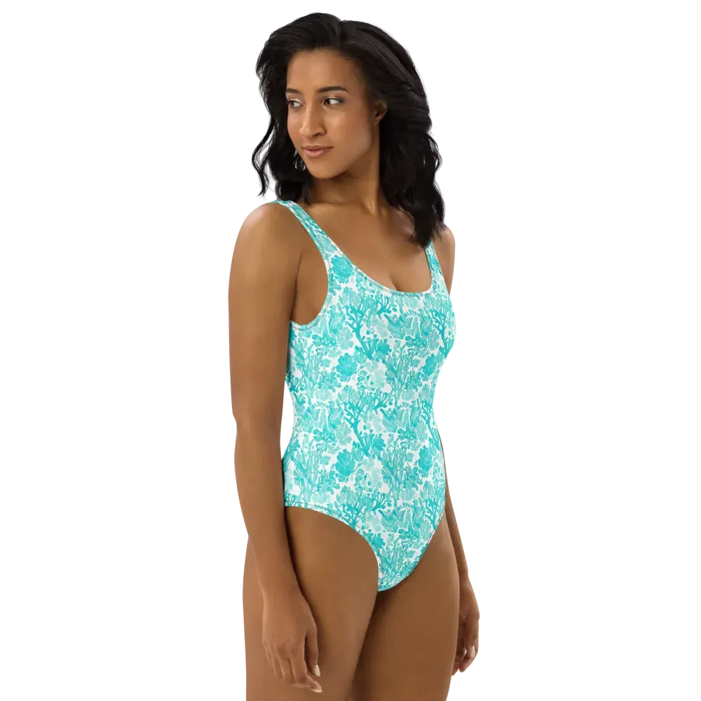 Turquoise Tangle on One-Piece Swimsuit — Right