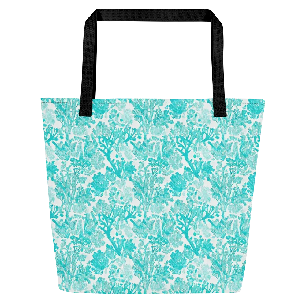 Turquoise Tangle on Large Tote Bag W/ Pocket — Front