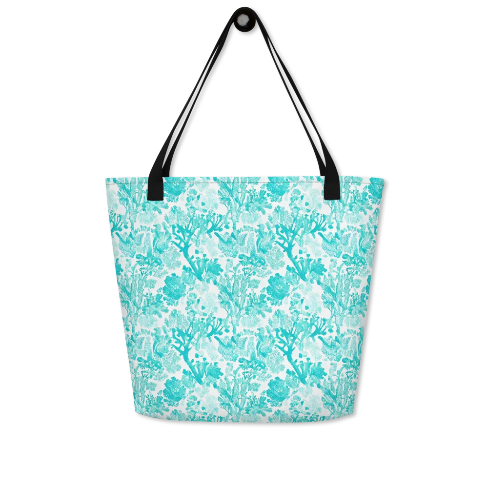 Turquoise Tangle on Large Tote Bag W/ Pocket — Front