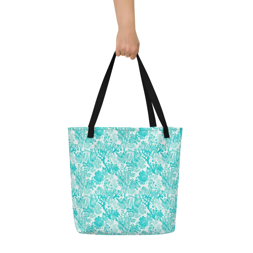 Turquoise Tangle on Large Tote Bag W/ Pocket — Front