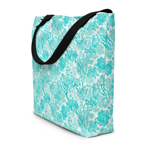 Turquoise Tangle on a Large Tote Bag W/ Pocket