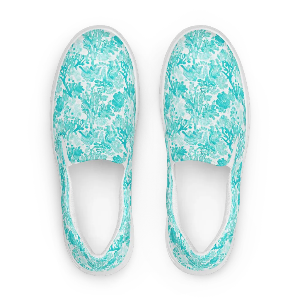 Turquoise Tangle on Women's Slip-On Canvas Shoes — Front