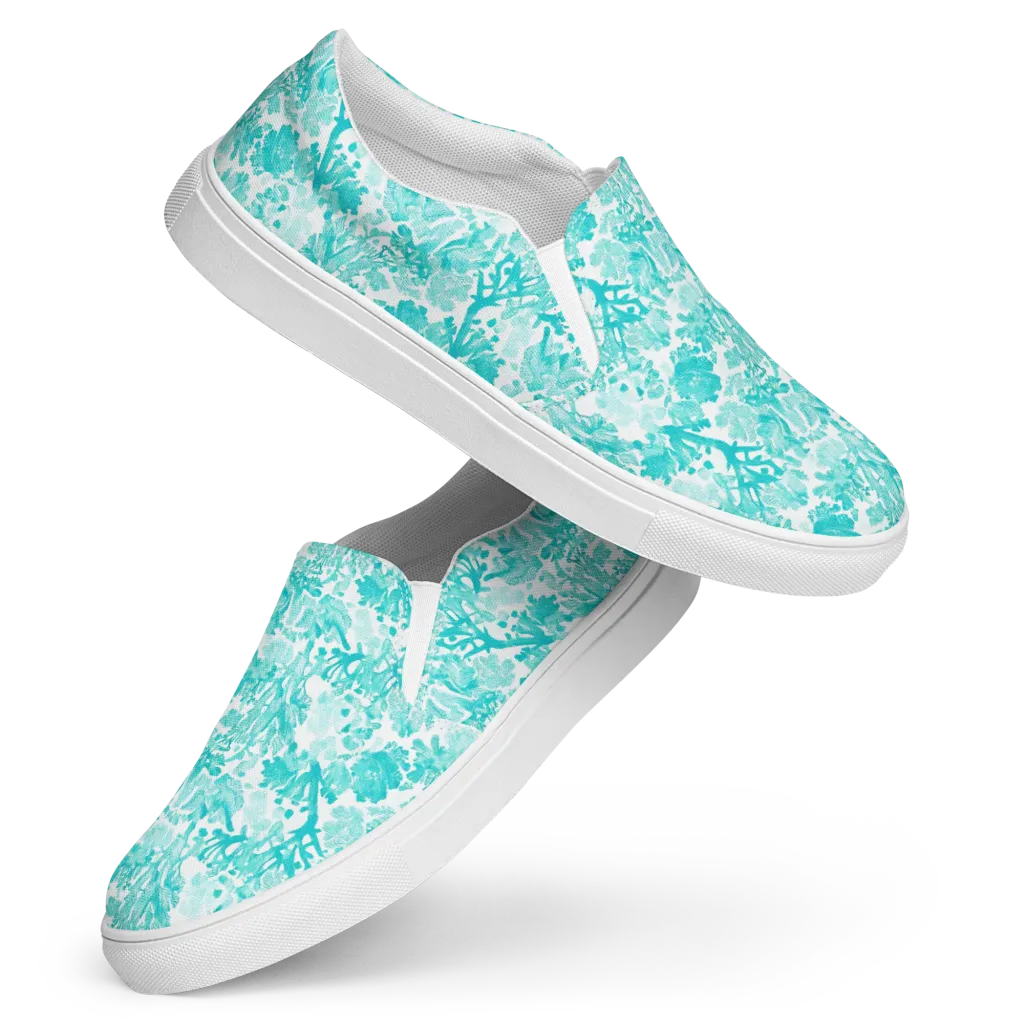 Turquoise Tangle on Women's Slip-On Canvas Shoes — Front